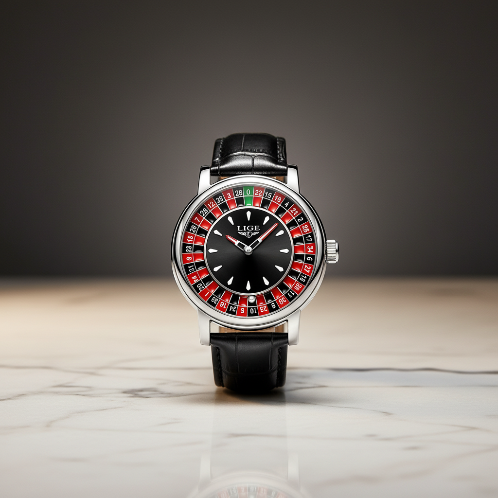 LIGE Roulette Dial Luxury Men’s Watch – Stainless Steel Premium Edition