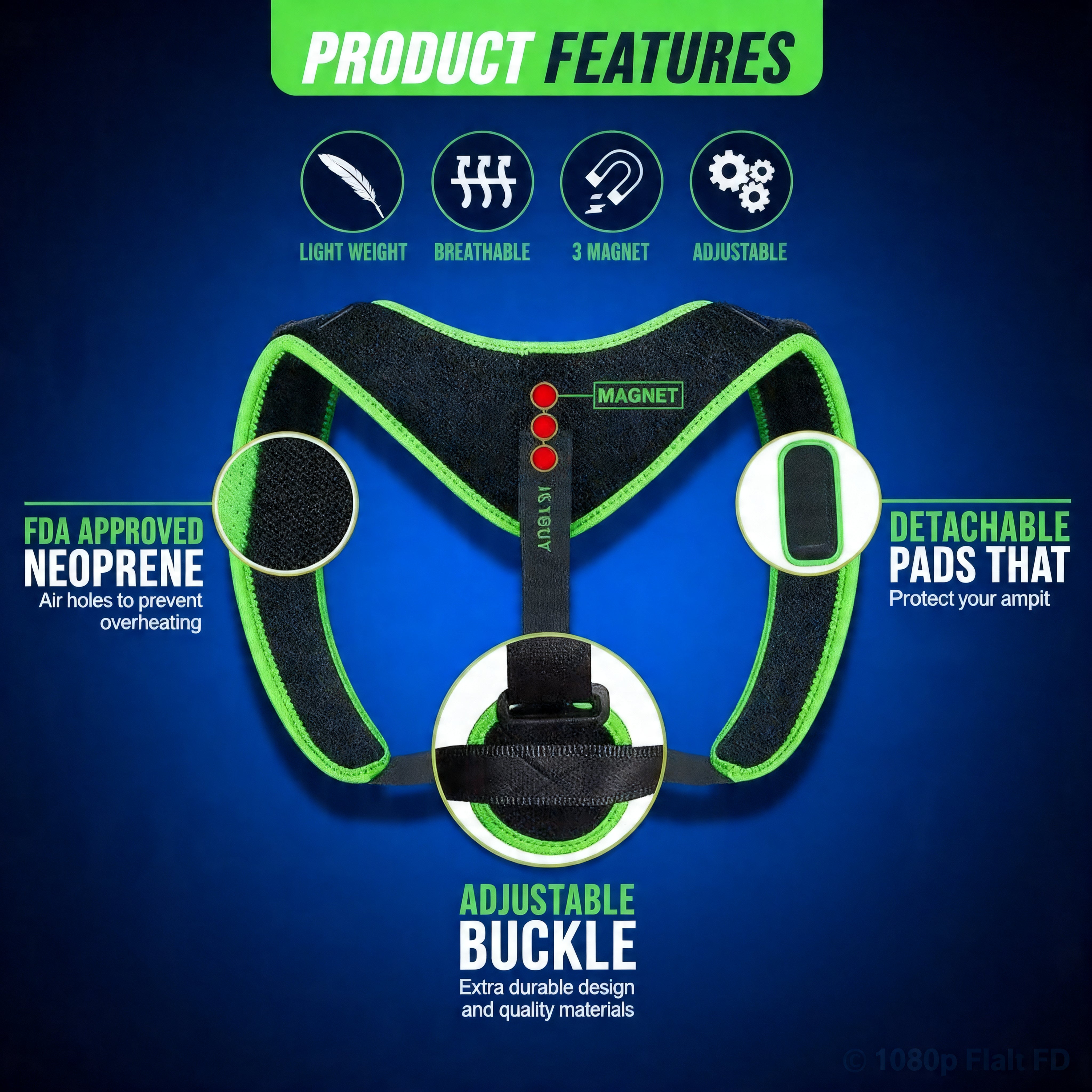 Magnetic Posture Corrector Belt – دعم الظهر وتحسين القوام | Comfortable Back Support Brace for Daily Use