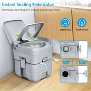 Portable Camping Toilet 16×16×14 – مرحاض محمول للسفر والتخييم | Leak-Proof Travel Toilet with Flush System